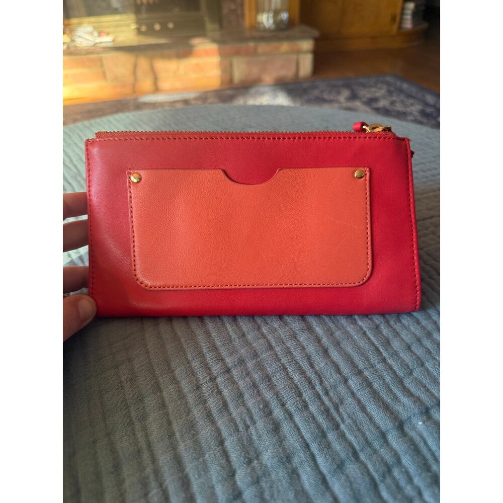 Margot New York Red and Orange Leather Clutch Wallet